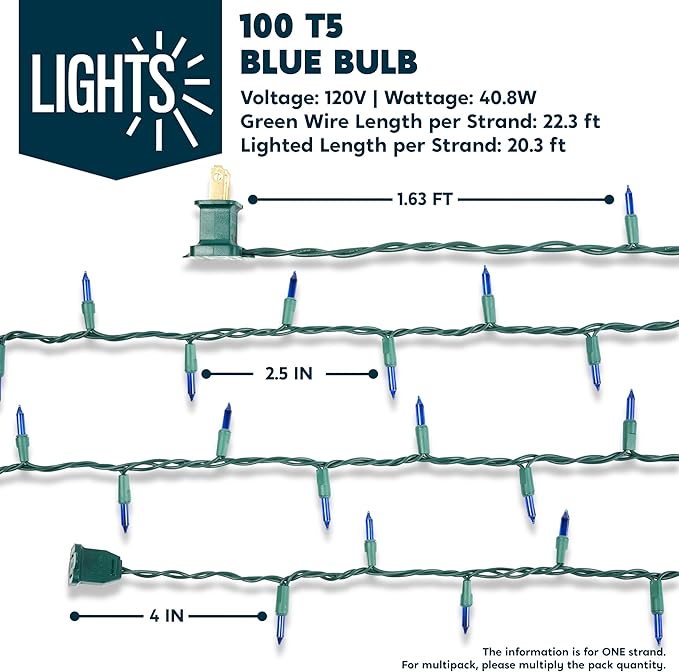 Joiedomi Blue Christmas String Lights - Image 4