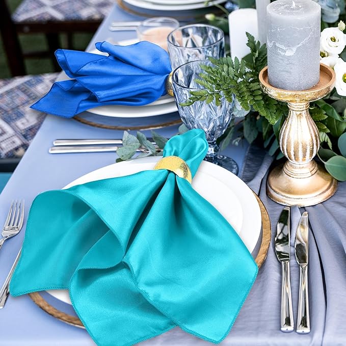 Aneco 12 Pieces Satin Napkins Soft Dinner Napkins Multicolor Square Weddings - Image 5