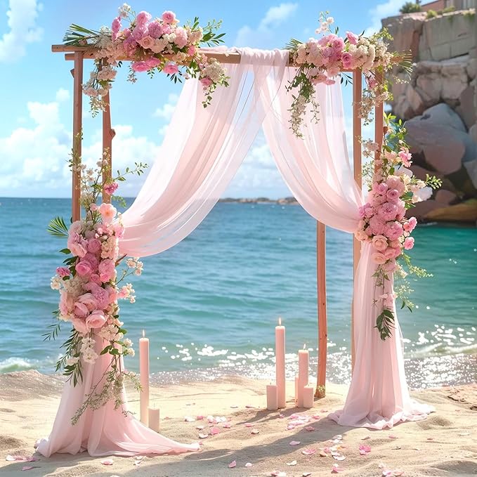 Wedding Arch Draping Fabric, 1 Panel 28" x 19Ft Blush Arch Drapes Sheer - Image 5