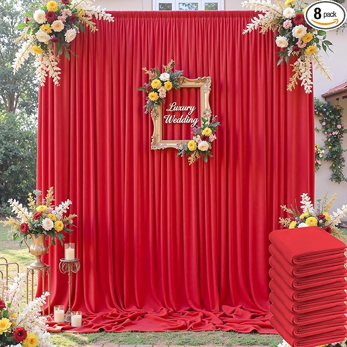 40×12ft Wrinkle Free Red Backdrop Curtain by ENJOYYOURPARTY