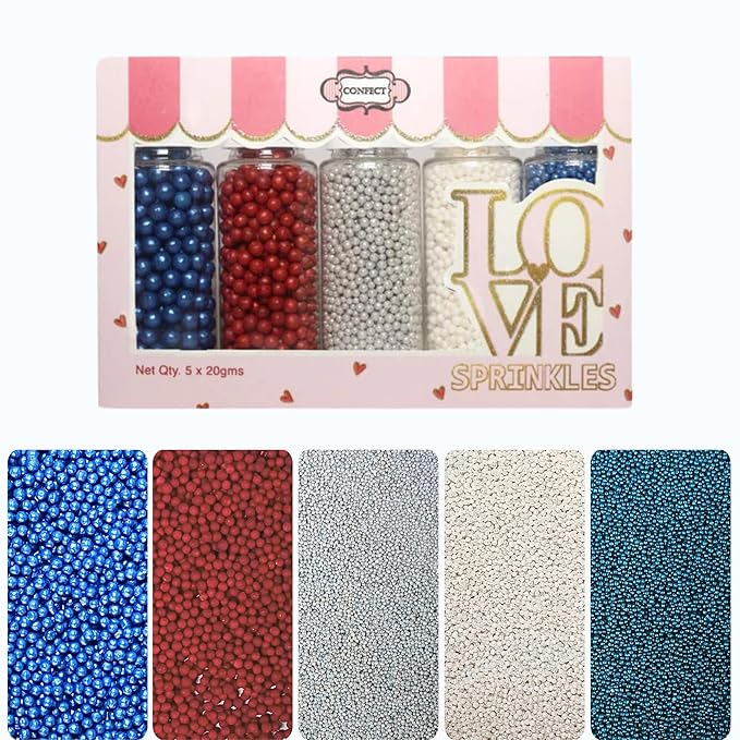 Confect Patriotic Sprinkles Mix – Red, Gluten-Free, Dairy-Free, Palm Oil-Free by CONFECTTHECAKEDECORATINGCO