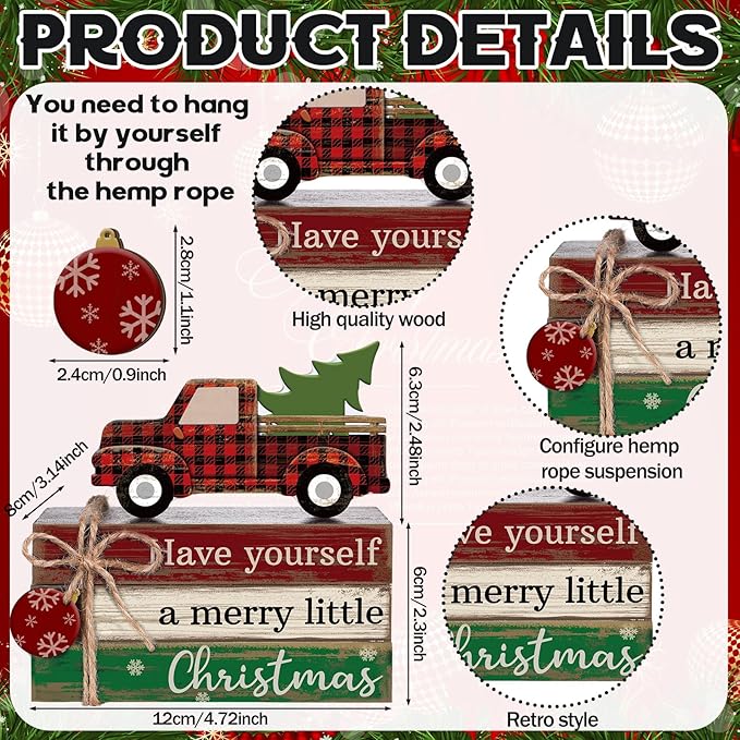 4 Pcs Christmas Table Decor Winter Table Decorations Christmas Tiered Tray - Image 5