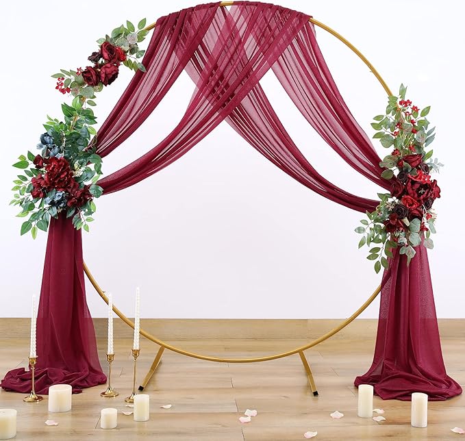 Arch Drapes for Wedding Arch Draping Fabric Burgundy Sheer Backdrop Curtain for - Image 6