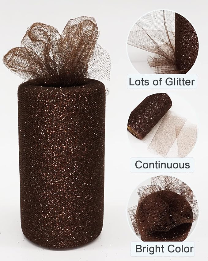 Glitter Tulle Fabric Rolls, 6 Inch 50 Yards Sparkling Spool Ribbon Sequin - Image 2