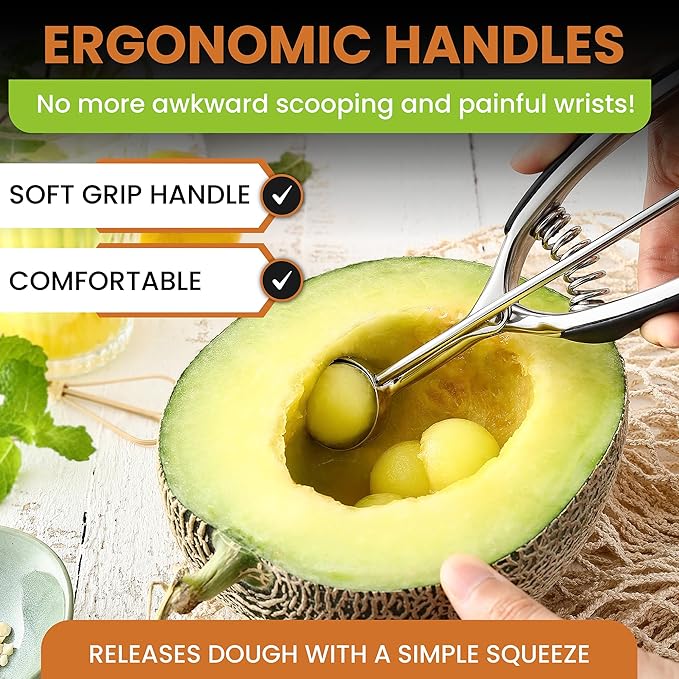 Spring Chef Extra Small Cookie Scoop, Stainless Steel Melon Baller, Baking - Image 4