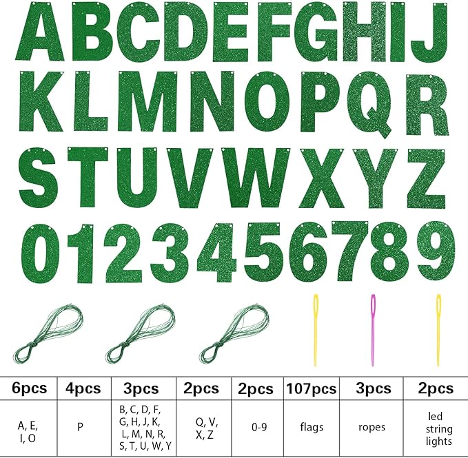 TaoBary 112 Pcs DIY Letter Kit Glitter Customizable Banner Letters Include 107 - Image 2