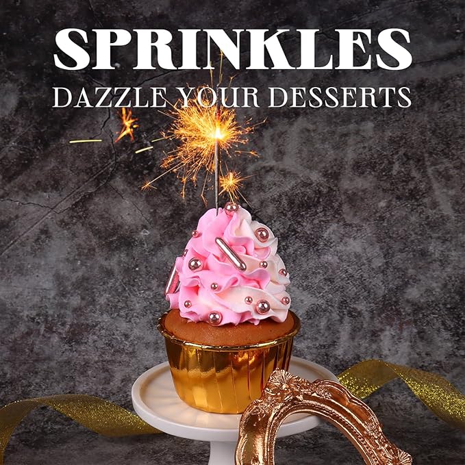 Rose Gold Sprinkles for Cake Decorating 7 Ounces, Rose Pearl Sugar Cupcake - Image 4