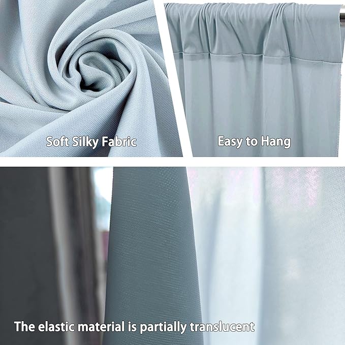10 x 10 Feet Blueish Gray Backdrop Curtain - Image 3