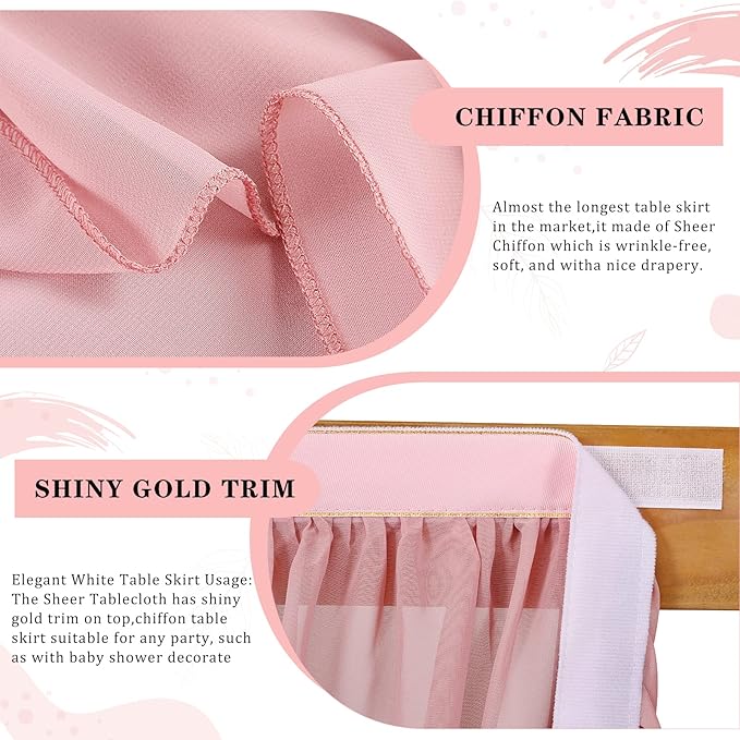 Dusty Rose 6ft Table Skirt for Rectangle Tables or Round Tables Sheer - Image 3