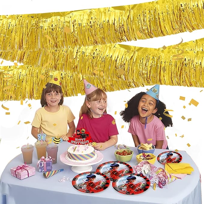 Gold Foil Fringe Garland 10FT 2packs, Metallic Foil Tinsel Fringe Banners - Image 5