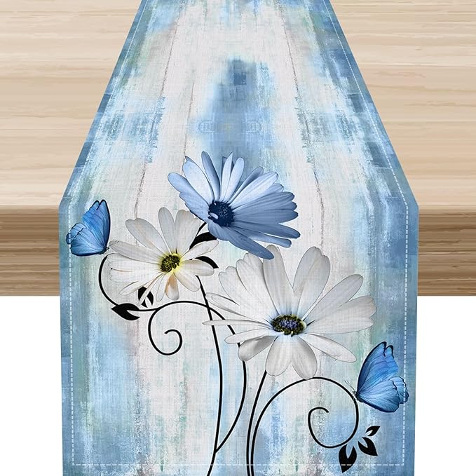 Daisy Table Runner, Spring Floral Seasonal Summer Yellow Flower Rustic by Unknown