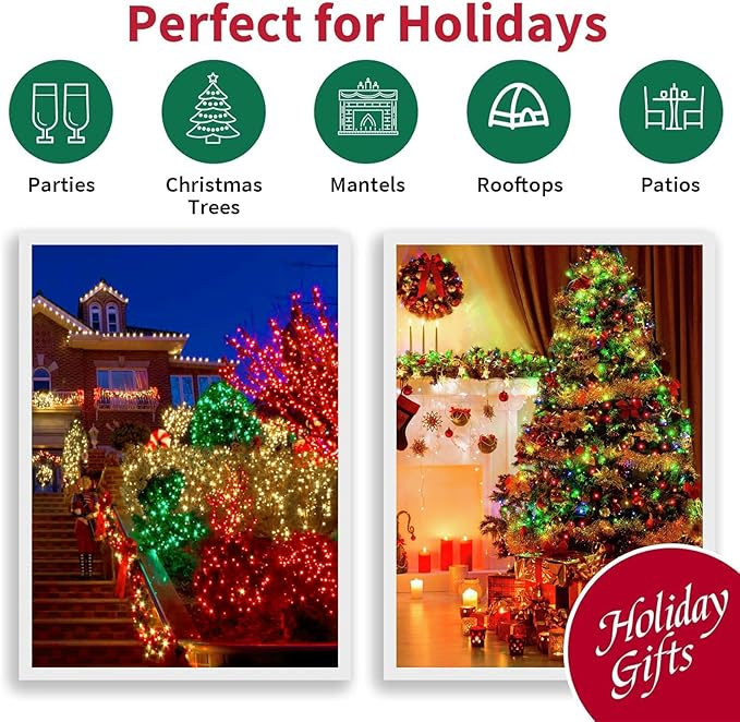 LAMPHOME 66ft Christmas Decorative Mini Lights, 200 LED Transparent Wire Fairy - Image 6