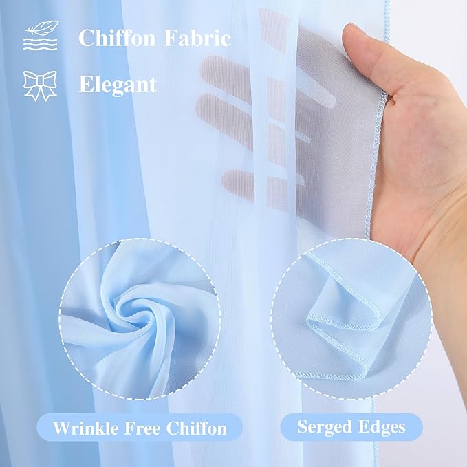 Wedding Arch Draping Fabric, 2 Panels 18FT Baby Blue Sheer Backdrop Curtain - Image 2