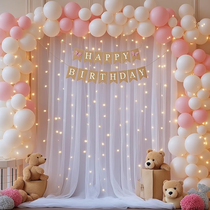 20x10ft White Tulle Backdrop Curtains - Image 3