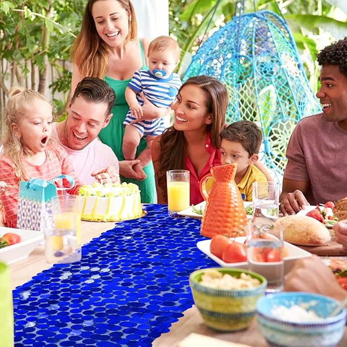VHH Sequin Table Runner 12 x 108 inches Royal Blue Table Runner, Glitter Runner - Image 5