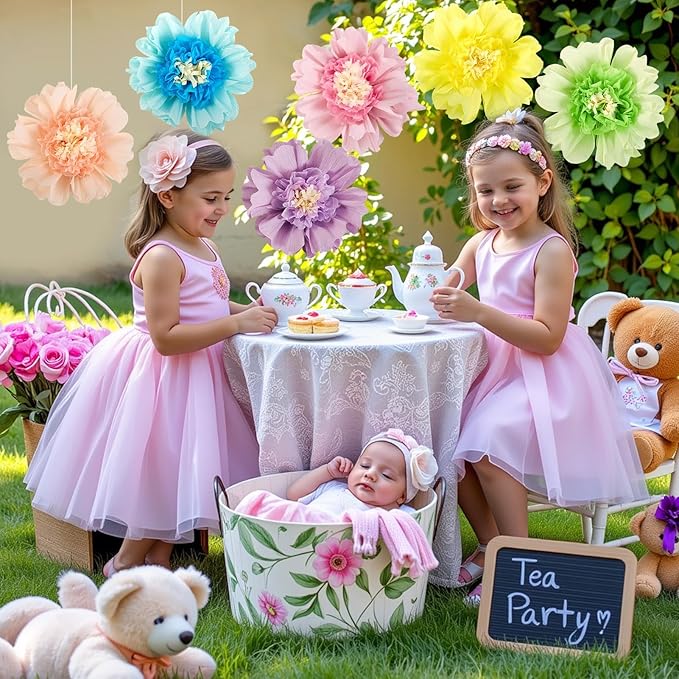 SUNBEAUTY Mexican Paper Flowers Decorations 6 PCS Colorful Fiesta Giant DIY - Image 4