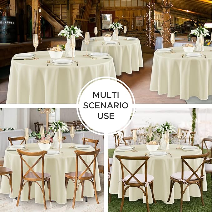 Fitable 8 Pack Round Tablecloths: Stain Resistant Wrinkle Free Circle Table - Image 5
