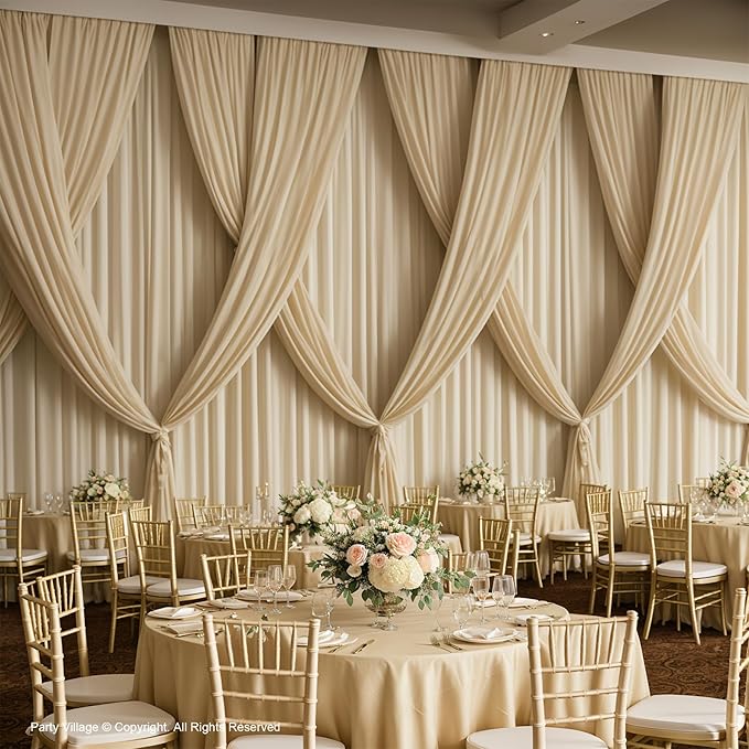 PartyVillage 20ft×15ft Beige Backdrop Curtain - Image 7
