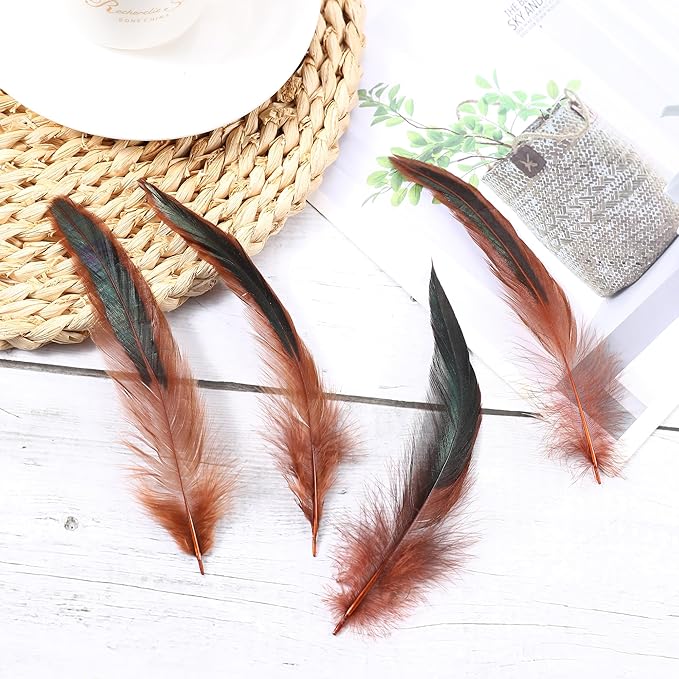 SOGUGOM Brown Rooster Tail Feathers - Image 6