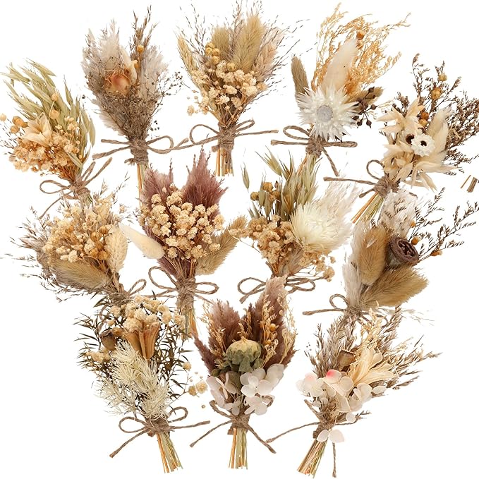 Layhit 12 Pack Boho Dried Flower Bouquet Mini Wedding Handmade Dry Flowers Decor - Image 8