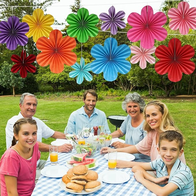 BestoFun 12 PCS Paper Flowers Fans Mexican Party Decorations Paper Flowers - Image 7