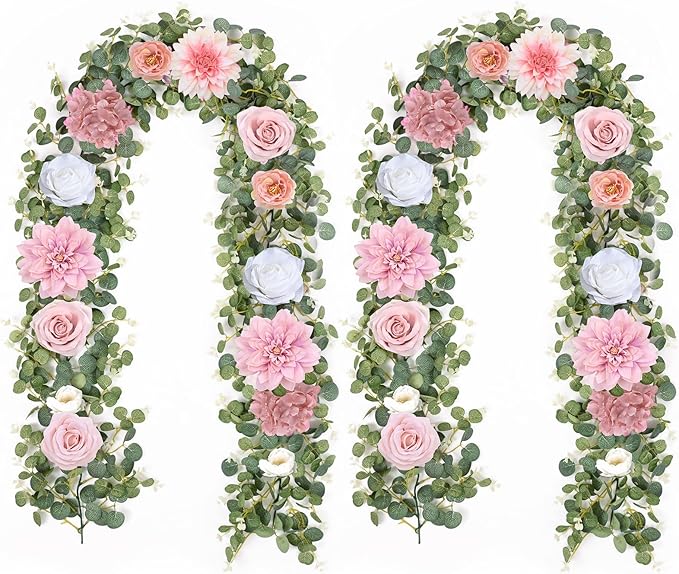 Waipfaru 2 Pcs Flower Garland, 12.14ft Eucalyptus Garland Vines by Waipfaru