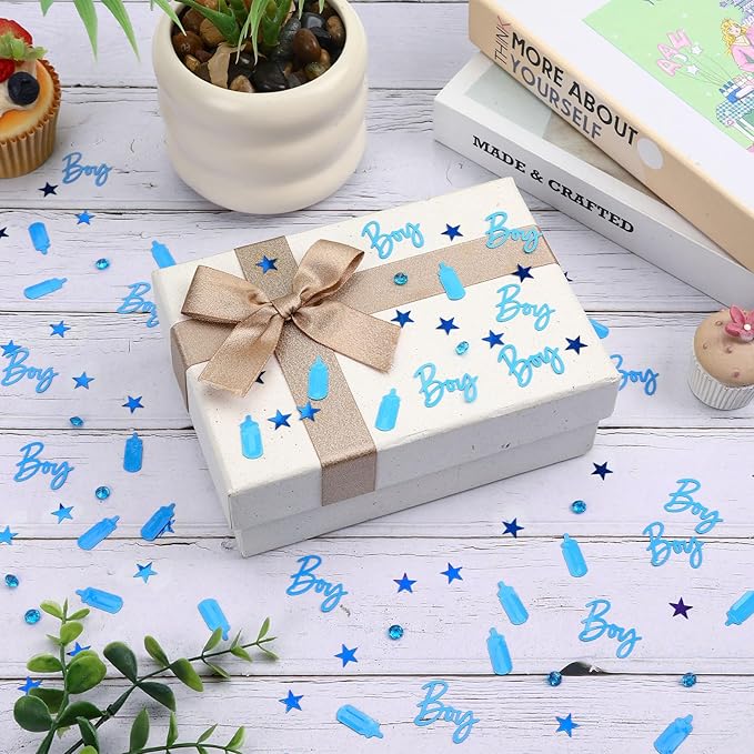 MARFOREVER Blue Confetti, Baby Shower Decorations Glitter Boy Table Confetti - Image 5