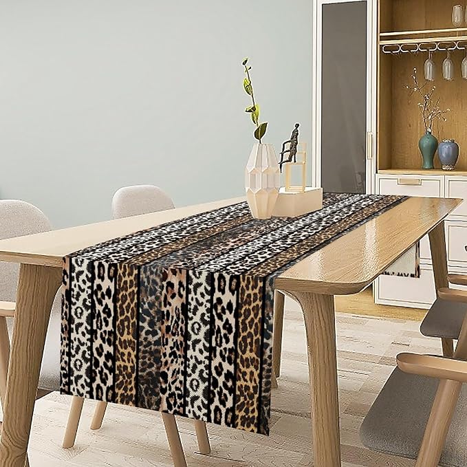 Cow Patchwork Print Table Runner, Country Farm Animal Fur Skin Farm Safari - Image 3
