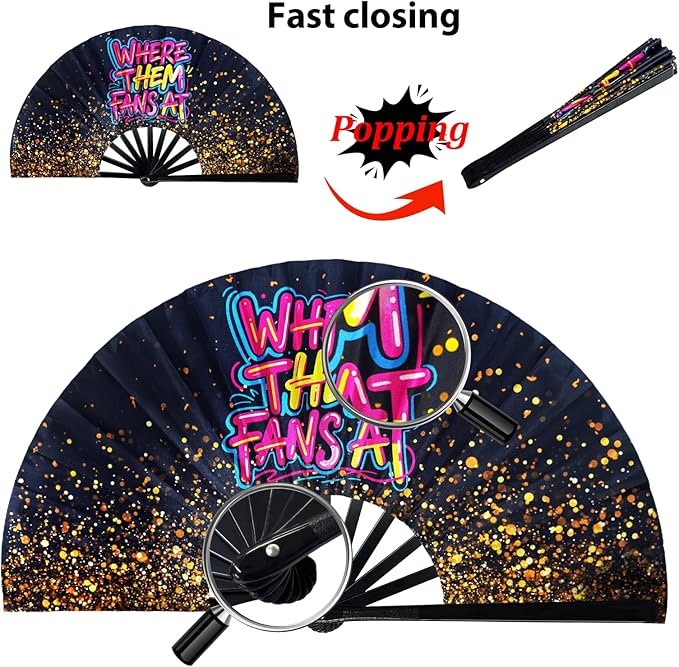 13 Inch Large Clack Hand Fan for Western Line Dance - Image 2