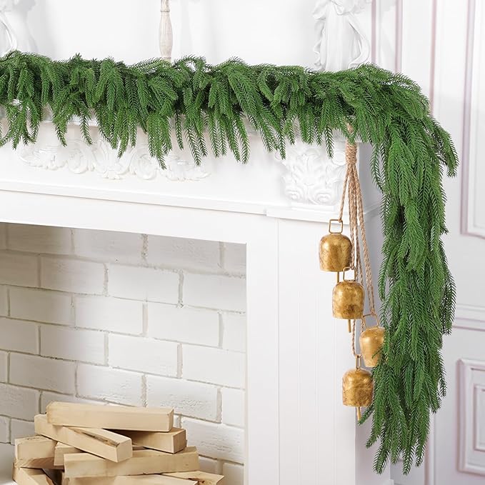 Hananona 2 Pcs 9 Ft Artificial Norfolk Pine Garlands, Real Touch Winter Pine - Image 4