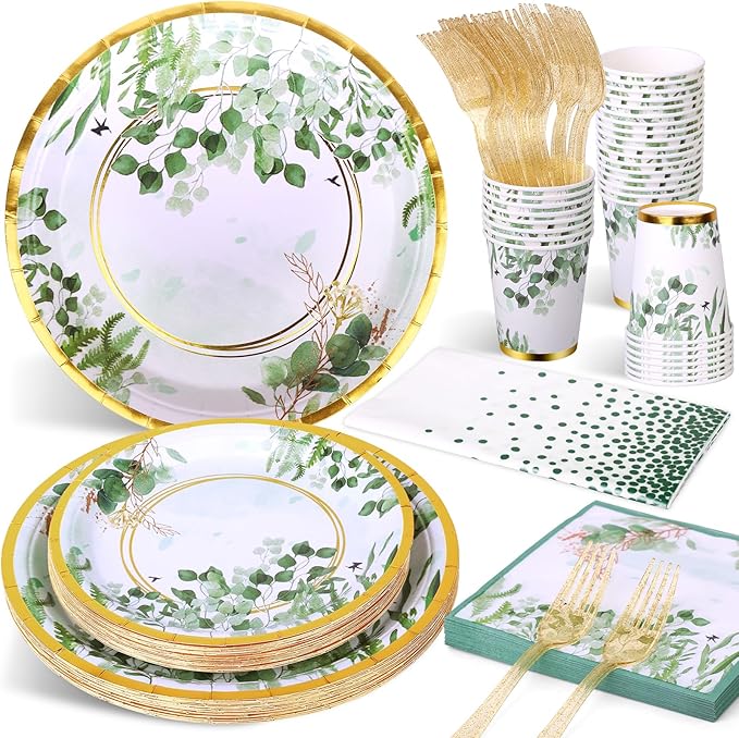 Sage Green Party Decoration, Spring Greenery Eucalyptus Leaves Disposable - Image 9