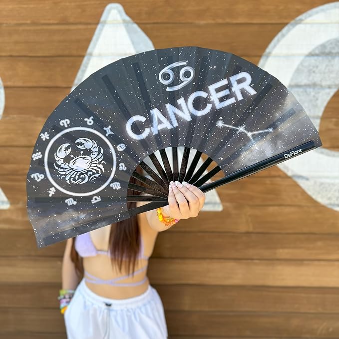 DeFlare | Cosmic Zodiac Rave Fan | Zodiac Sign Hand Fan | Astrology Rave Fan | - Image 4