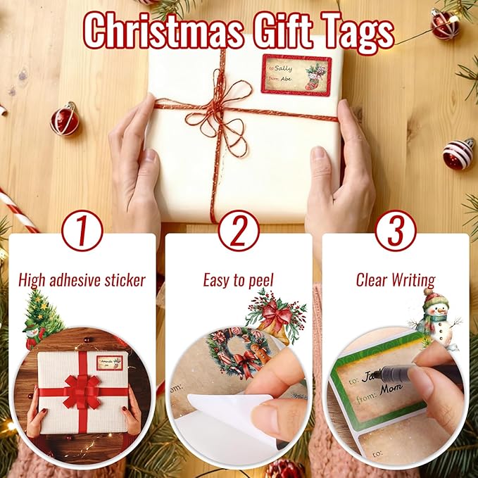 500 PCS Christmas Gift Tags Christmas Santa Claus Stickers Self Adhesive - Image 4