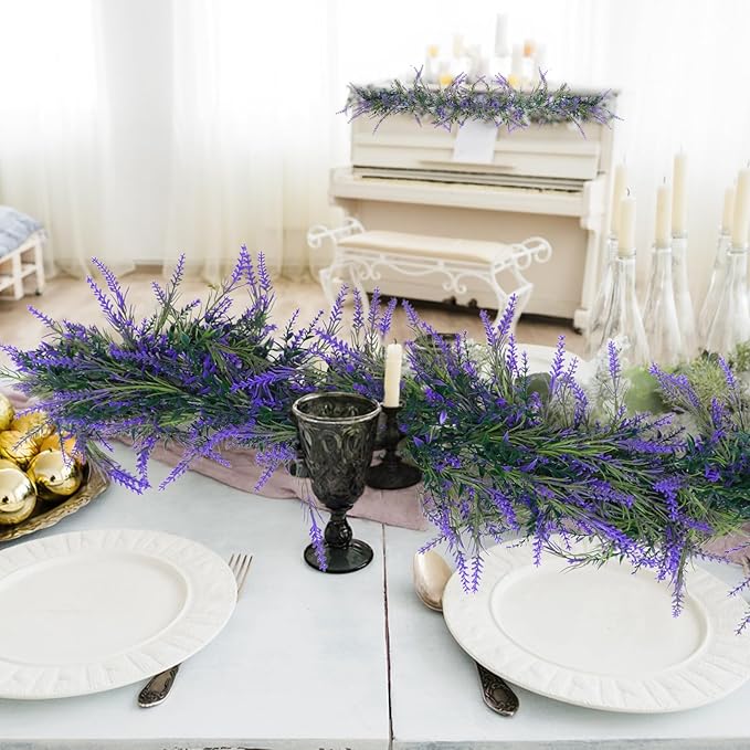 MAKHOT 6Ft Purple Lavender Artificial Garland Decor, Spring Summer All Year - Image 7
