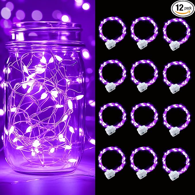 pozzolanas 12 Pack Purple Battery Operated String Lights - 7ft Waterproof Fairy by pozzolanas