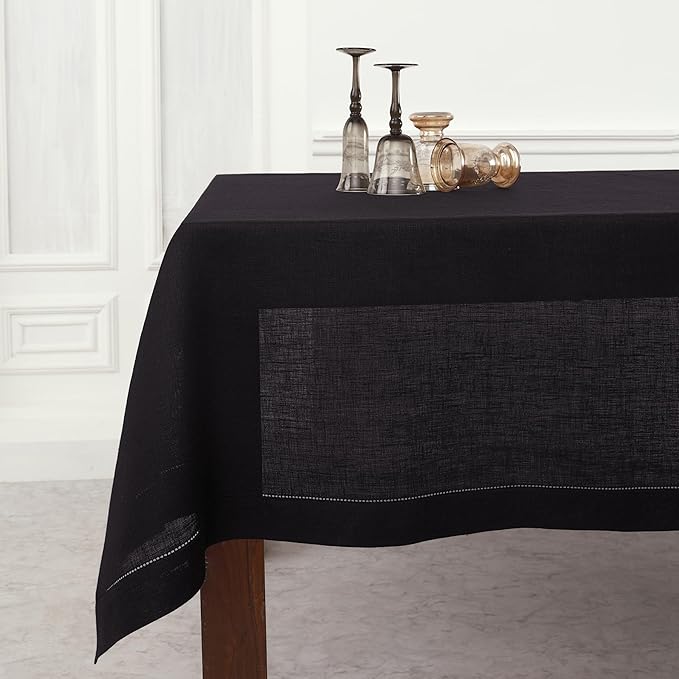 Solino Home Black Linen Tablecloth 60 x 144 Inch by SolinoHome