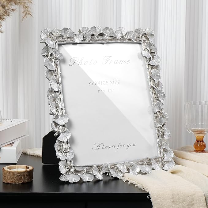 Cuspin Silver 8x10 Picture Frame, Vintage Silver Ornate Leaf Textured - Image 5