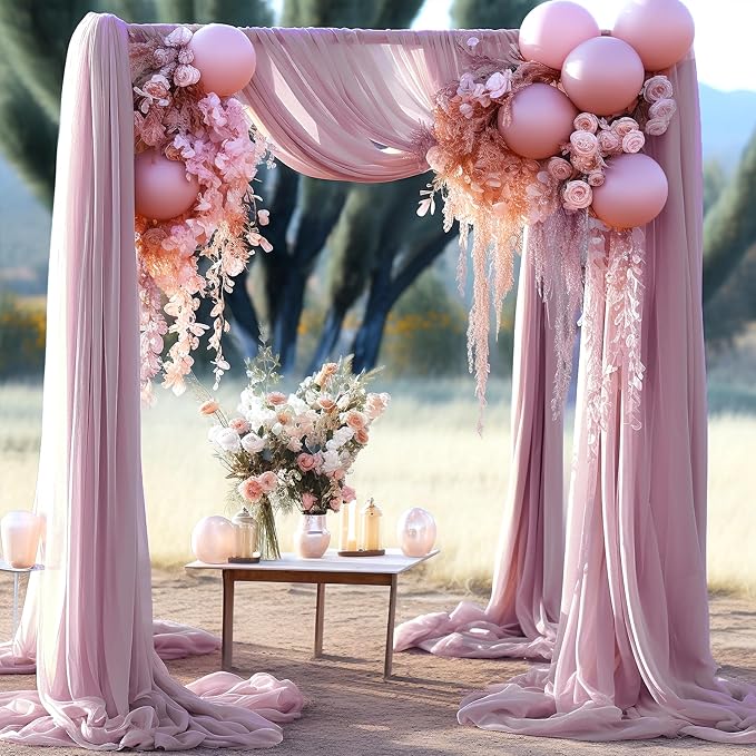 Arch Drapes for Wedding Arch Draping Fabric Dusty Rose Sheer Backdrop Curtain - Image 4