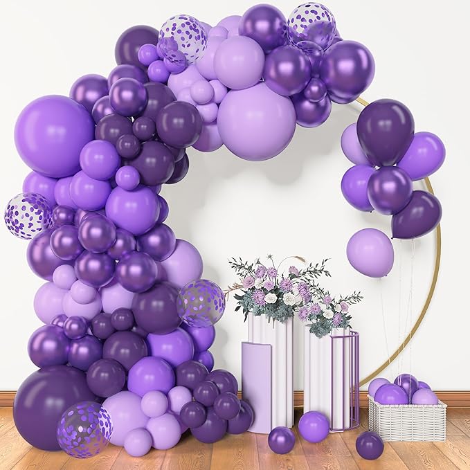 Amandir 153pcs Purple Balloon Garland Arch Kit, Different Sizes 18 12 10 5 inch by Amandir
