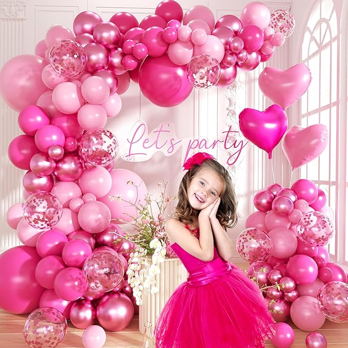 Hot Pink Balloon Garland Arch Kit - Image 3