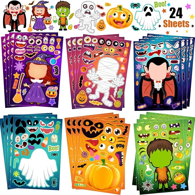 24 Sheets Halloween Stickers, Make Your Own Halloween Stickers by SWARKOL