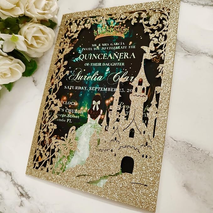 20PCS Castle Pocket Invitations, Quinceanera Invitations - Image 3