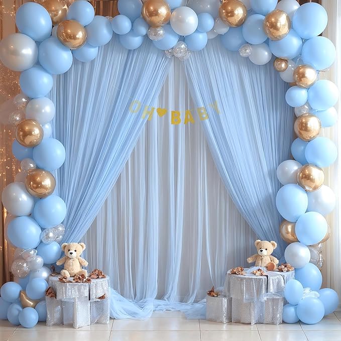 Baby Blue Tulle Backdrop Curtain - Image 2