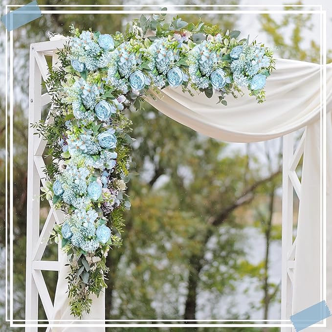 Zeyune 8 Pcs Wedding Silk Flowers Fake Silk Flowers Faux Bouquet Hydrangea - Image 7