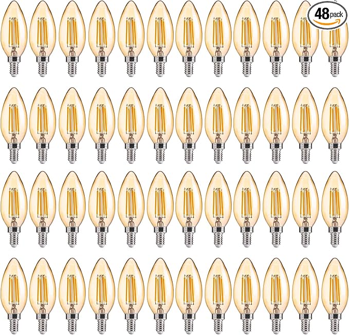 FLSNT Amber LED Candelabra Light Bulbs 40W Equivalent, B11 E12 LED Chandelier by FLSNT