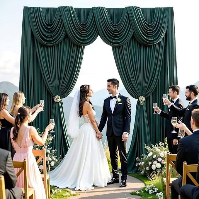 10ftx10ft Wrinkle Free Hunter Green Backdrop Curtains - Image 6