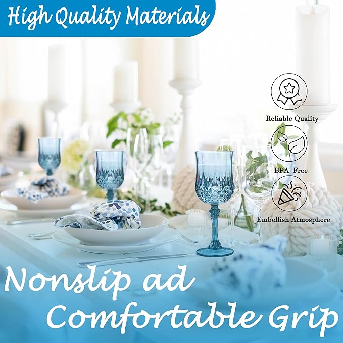 Plastic Wine Glasses，Plastic Goblets Vintage Style Cordial Drinking Glasses - Image 5