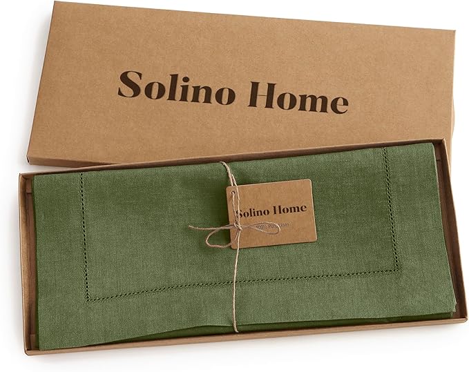 Solino Home Linen Olive Table Runner 90 Inches Long - Image 6