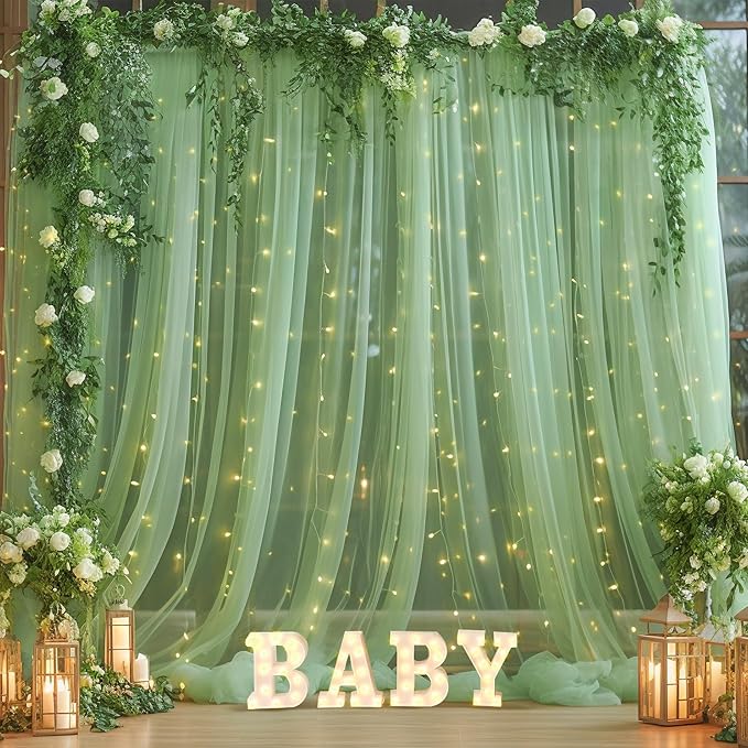 20×10ft Green Tulle Backdrop Curtain - Image 7