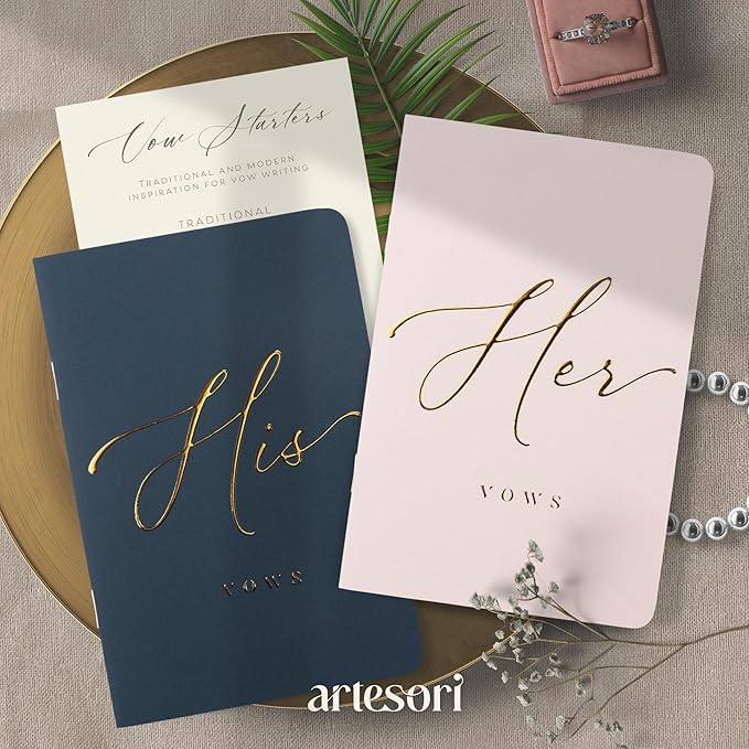 ARTESORI Wedding Vow Book for Her & Him, Soft Touch, 28 Lined Pages, Wedding - Image 6